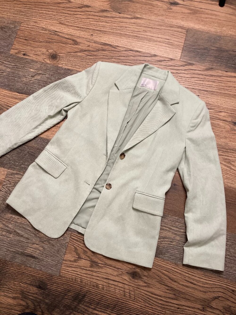 OAK + FORT Women's Sage Green Cotton Linen Blend Blazer Jacket Size S 2-Button